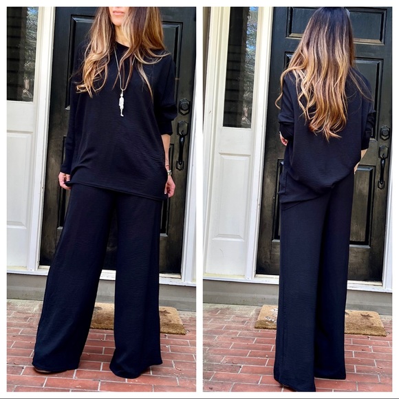 ShopEvelynne Pants - MADE IN FRANCE! FABULOUS WIDE LEG PANT AND TUNIC  TOP 2 PIECE SET